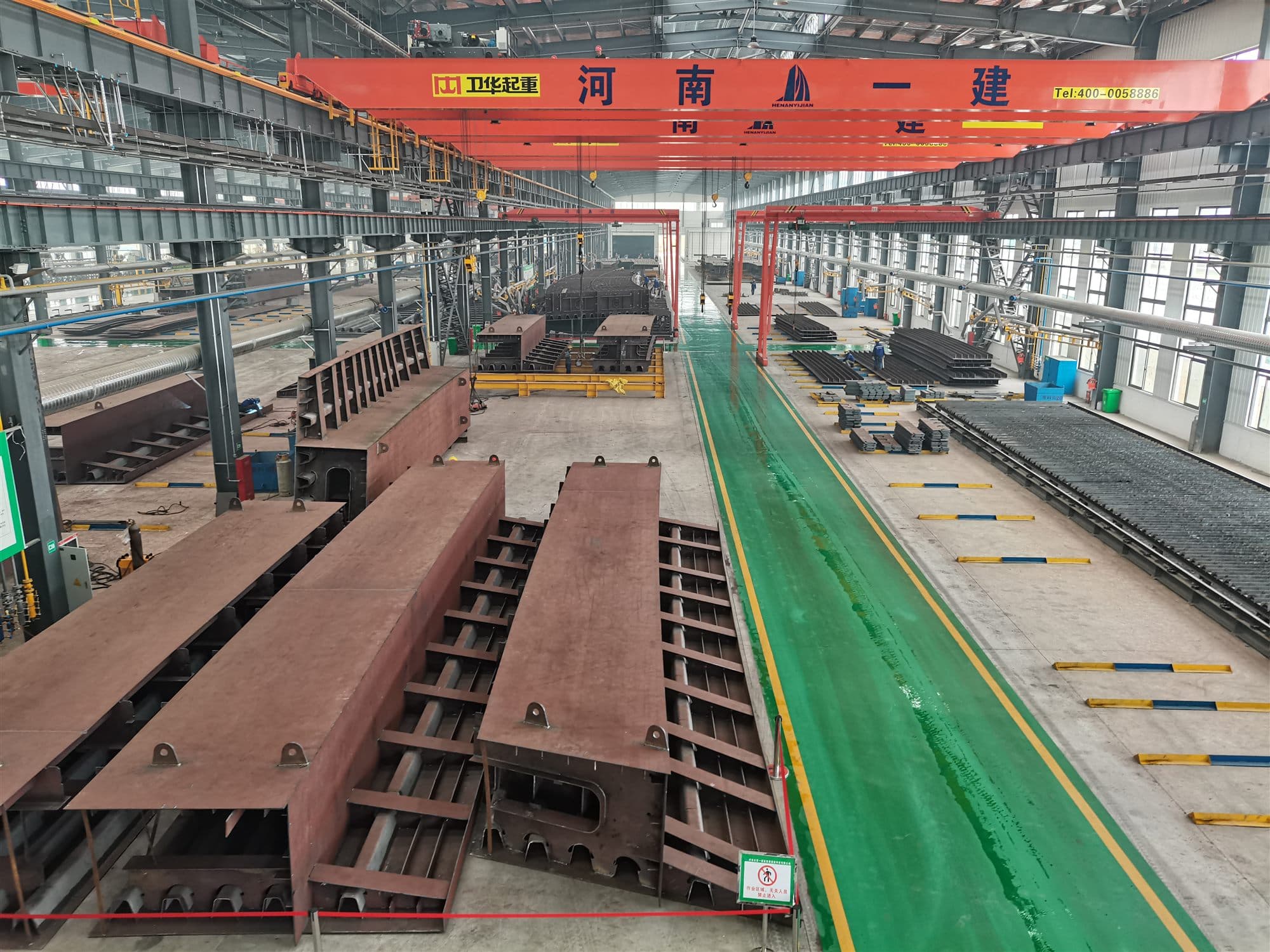 Structural steel fabrication workshop at HFCG Building Tech