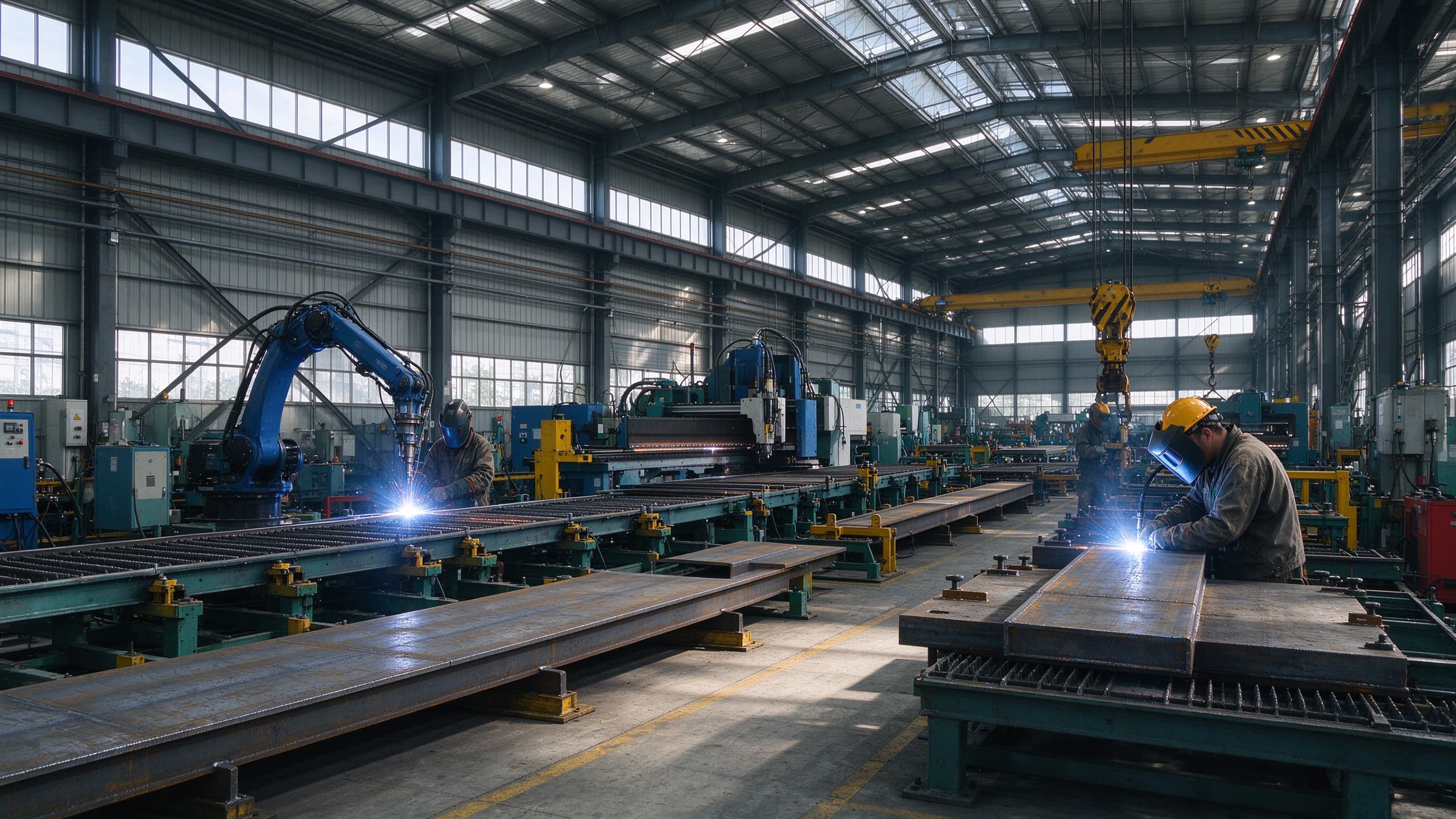 Heavy welded steel assemblies with thick section multipass welds